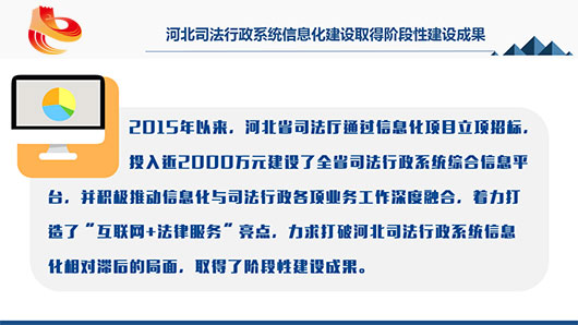 河北司法行政系統(tǒng)信息化建設取得階段性建設成果。